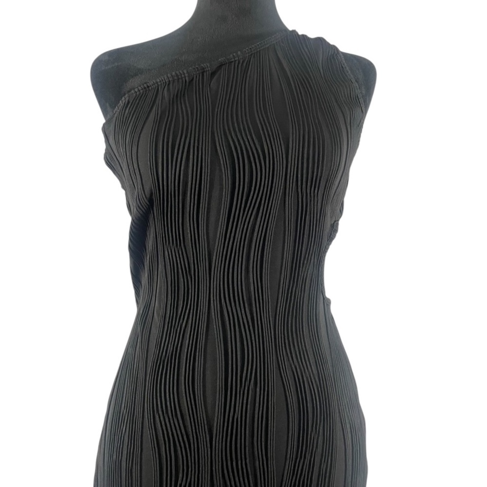 Elegant Maxi Black One-Shoulder Dress, cut out side, Sleeveless,Large,New - Picture 2 of 6